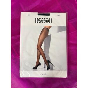 NWT Wolford Black Quilt Tights Size M Retail $58 Luxury Made In Austria